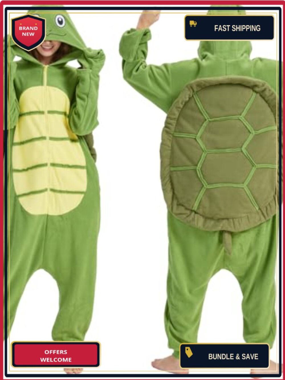 Adult Turtle Onesie Fleece One-Piece Pajama Cosplay Costume Unisex